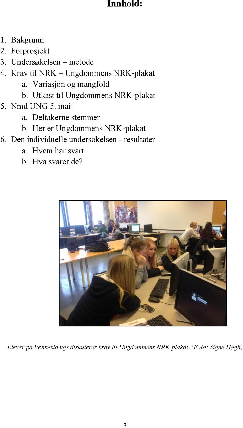 Her er Ungdommens NRK-plakat 6. Den individuelle undersøkelsen - resultater a. Hvem har svart b.