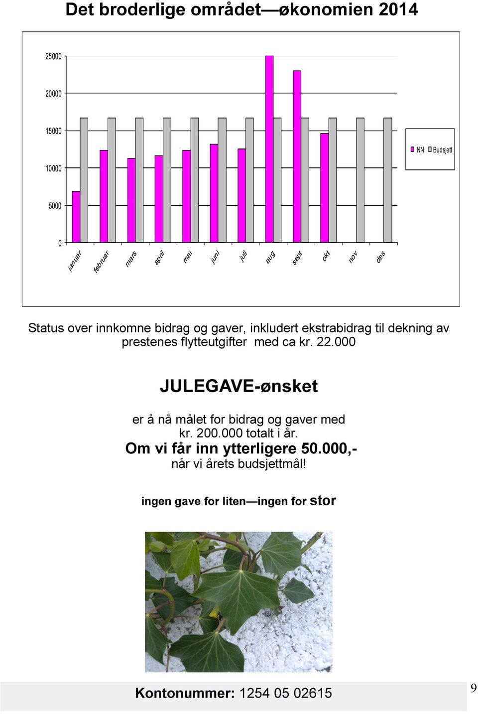 22.000 JULEGAVE-ønsket er å nå målet for bidrag og gaver med kr. 200.000 totalt i år.