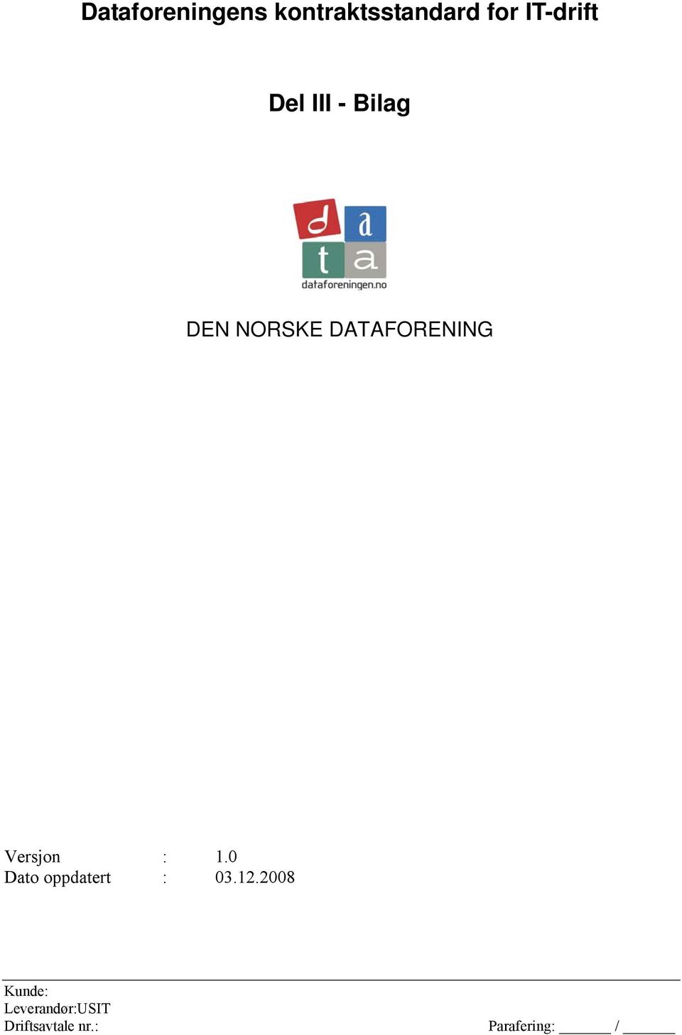 DATAFORENING Versjon : 1.