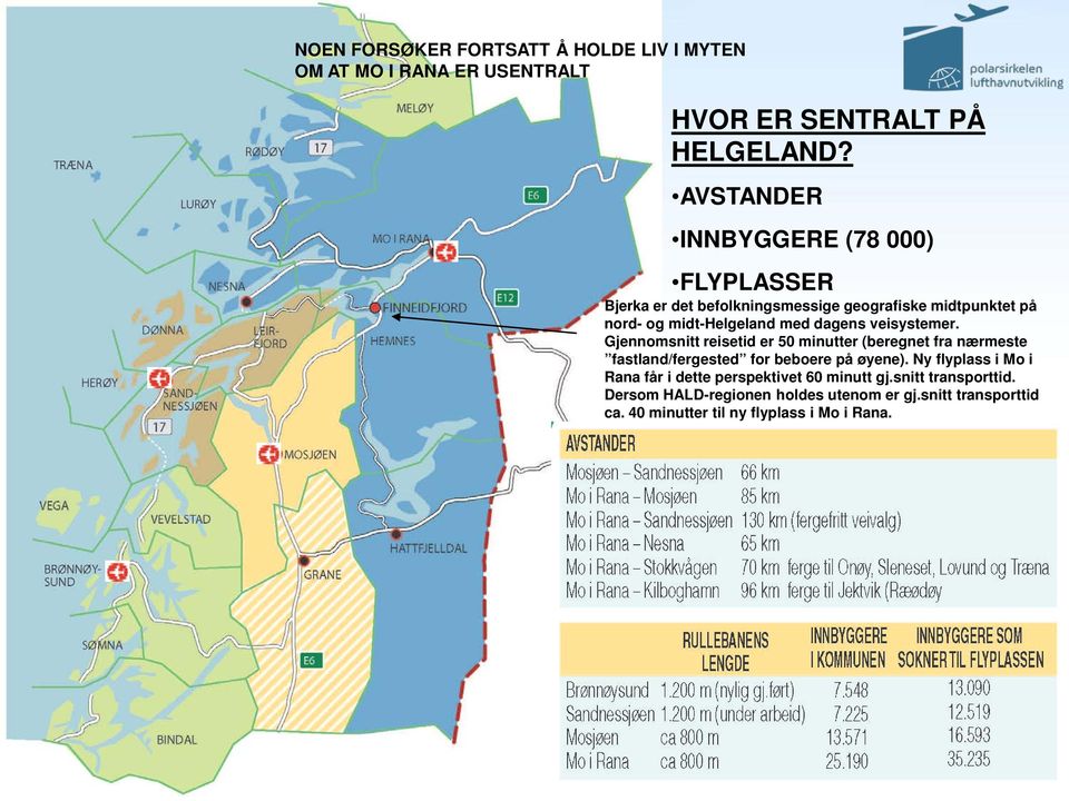 dagens veisystemer. Gjennomsnitt reisetid er 50 minutter (beregnet fra nærmeste fastland/fergested for beboere på øyene).