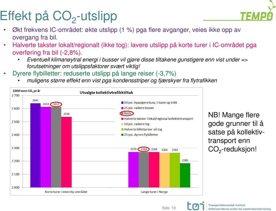 Eventuell klimanøytral energi i busser vil gjøre disse tiltakene gunstigere enn vist under => forutsetninger om utslippsfaktorer svært viktig!