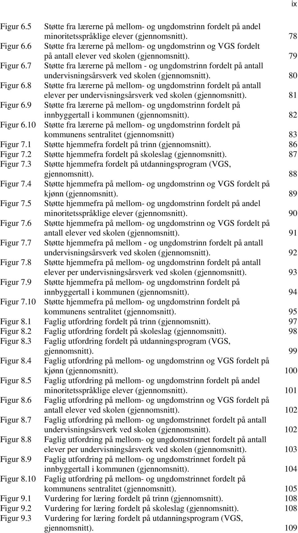 7 Støtte fra lærerne på mellom - og ungdomstrinn fordelt på antall undervisningsårsverk ved skolen (gjennomsnitt). 80 Figur 6.