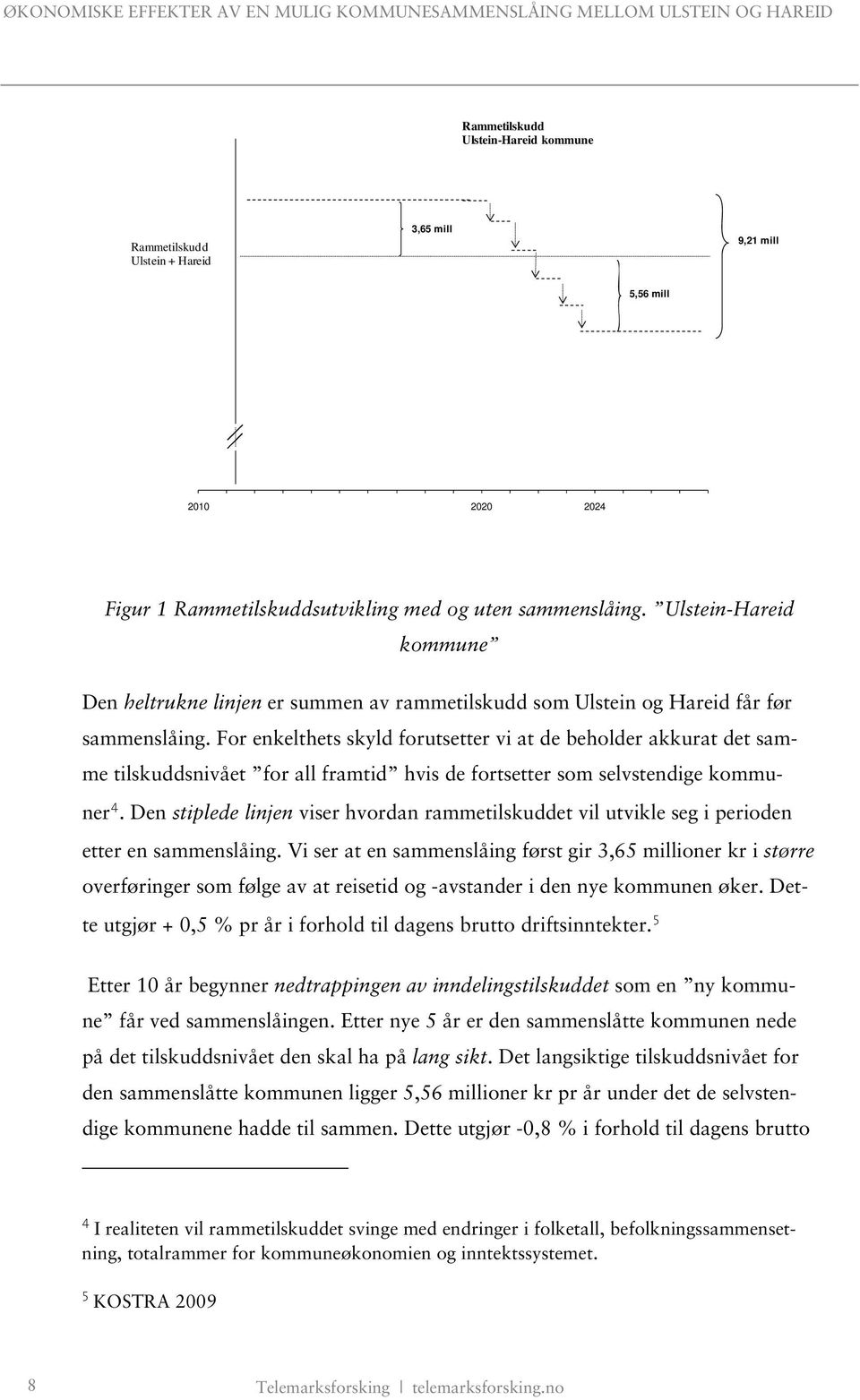 For enkelthets skyld forutsetter vi at de beholder akkurat det samme tilskuddsnivået for all framtid hvis de fortsetter som selvstendige kommuner 4.