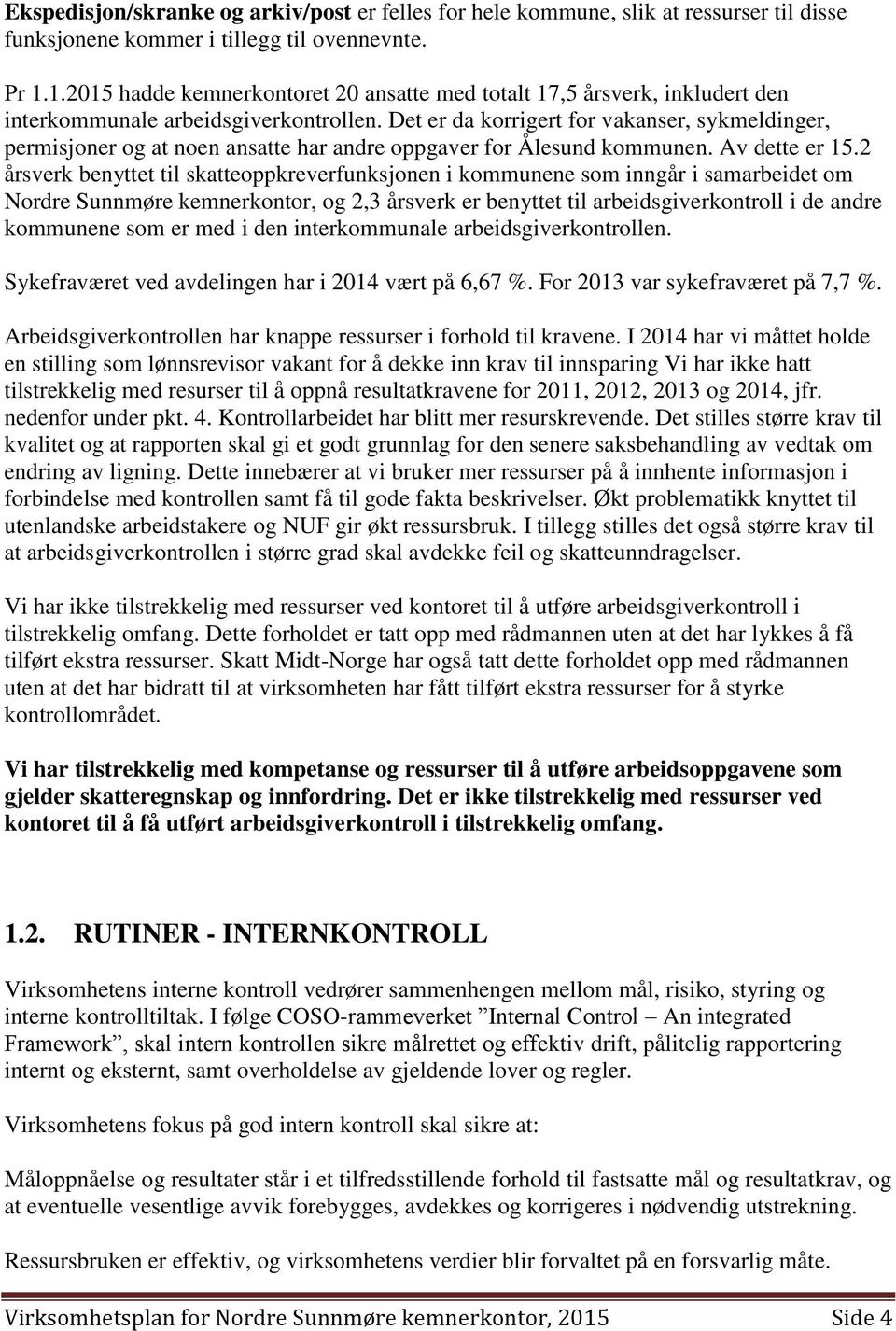 Det er da korrigert for vakanser, sykmeldinger, permisjoner og at noen ansatte har andre oppgaver for Ålesund kommunen. Av dette er 15.