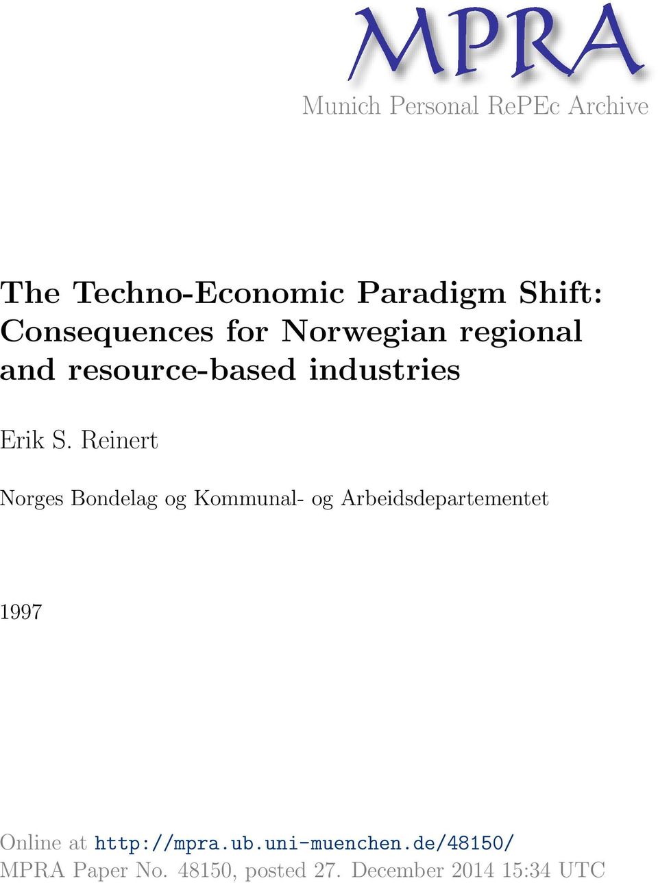 Reinert Norges Bondelag og Kommunal- og Arbeidsdepartementet 1997 Online at