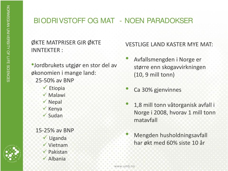 KASTER MYE MAT: Avfallsmengden i Norge er større enn skogavvirkningen (10, 9 mill tonn) Ca 30% gjenvinnes 1,8 mill tonn