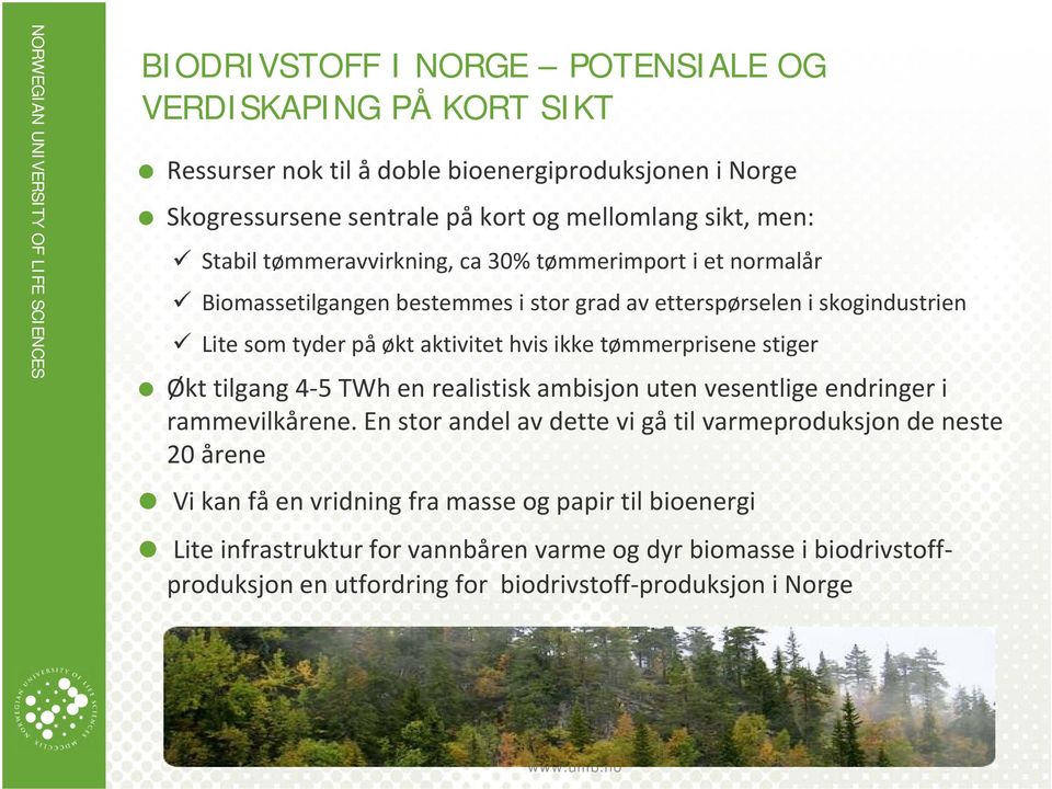 tømmerprisene stiger Økt tilgang 4 5 TWh en realistisk ambisjon uten vesentlige endringer i rammevilkårene.