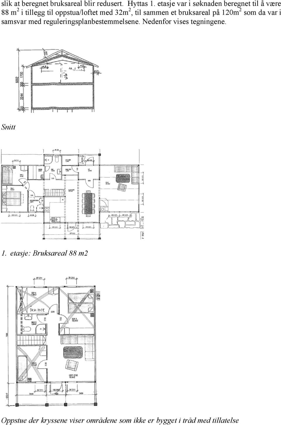 sammen et bruksareal på 120m 2 som da var i samsvar med reguleringsplanbestemmelsene.