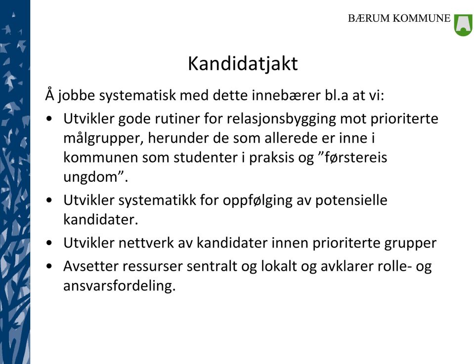 er inne i kommunen som studenter i praksis og førstereis ungdom.