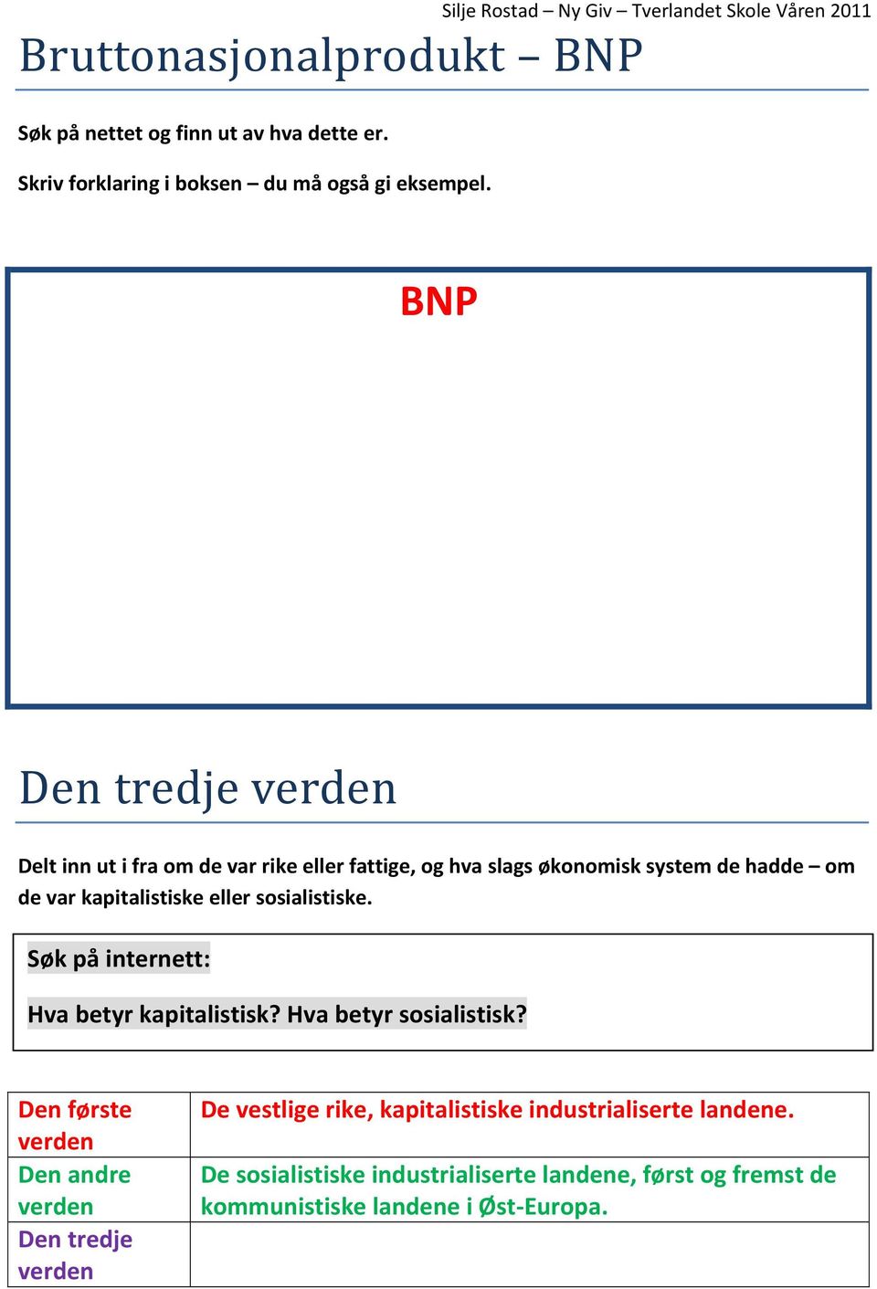 eller sosialistiske. Søk på internett: Hva betyr kapitalistisk? Hva betyr sosialistisk?