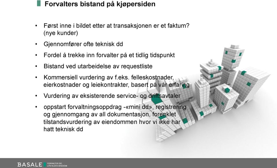 Kommersiell vurdering av f.eks.