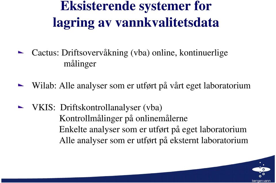 laboratorium VKIS: Driftskontrollanalyser (vba) Kontrollmålinger på onlinemålerne