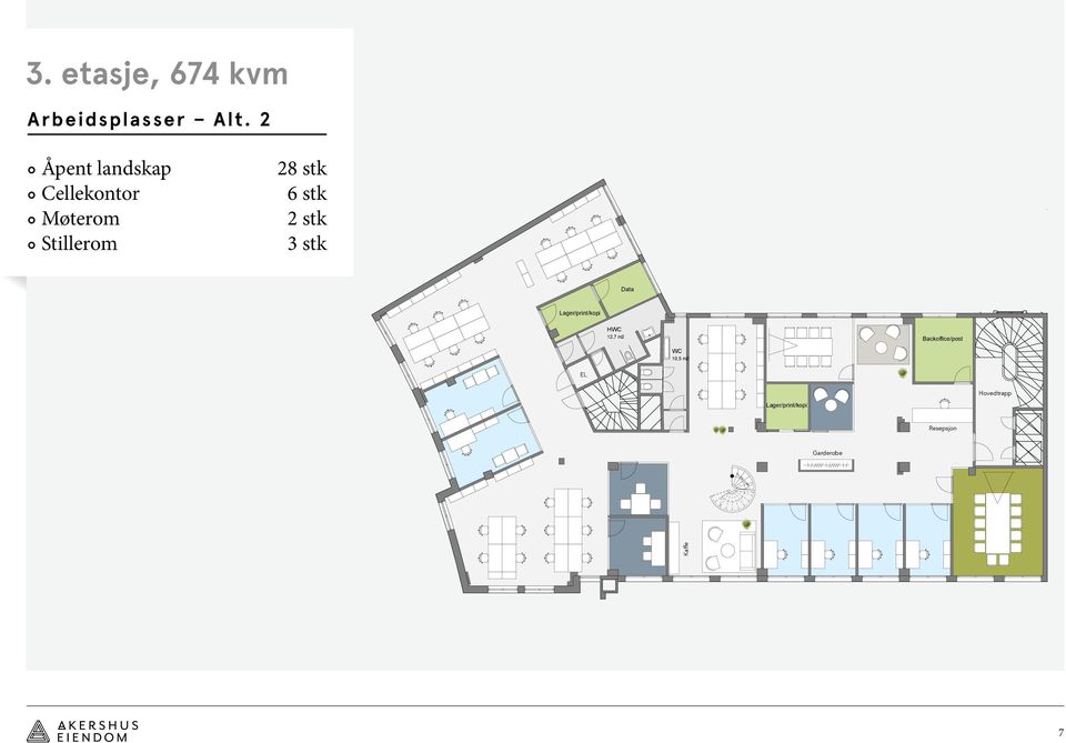 p 6 Cellekontor Lager/print/kopi Hovedtrapp 3 Stillerom Resepsjon 1 Møte 10-12 Garderobe 1 Møte 8-10 p 2 Print/kopi 14 x 208 = 2 908 1 Lager 1 Datarom 1 resepsjon Kaffe 1 Sosial sone/ Alle mål må