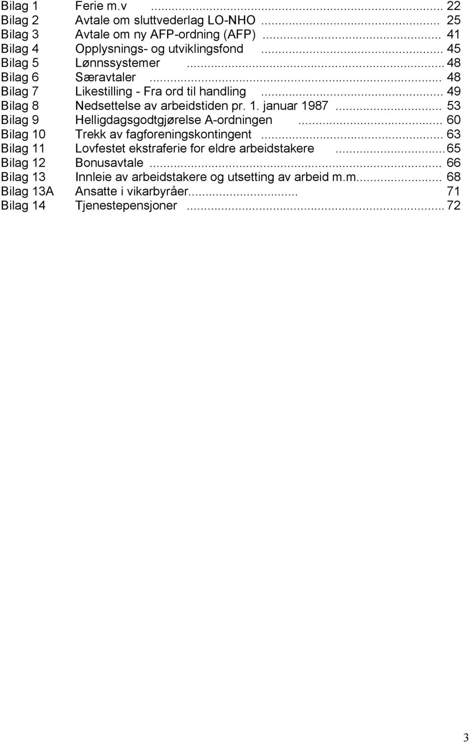 januar 1987... 53 Bilag 9 Helligdagsgodtgjørelse A-ordningen... 60 Bilag 10 Trekk av fagforeningskontingent.