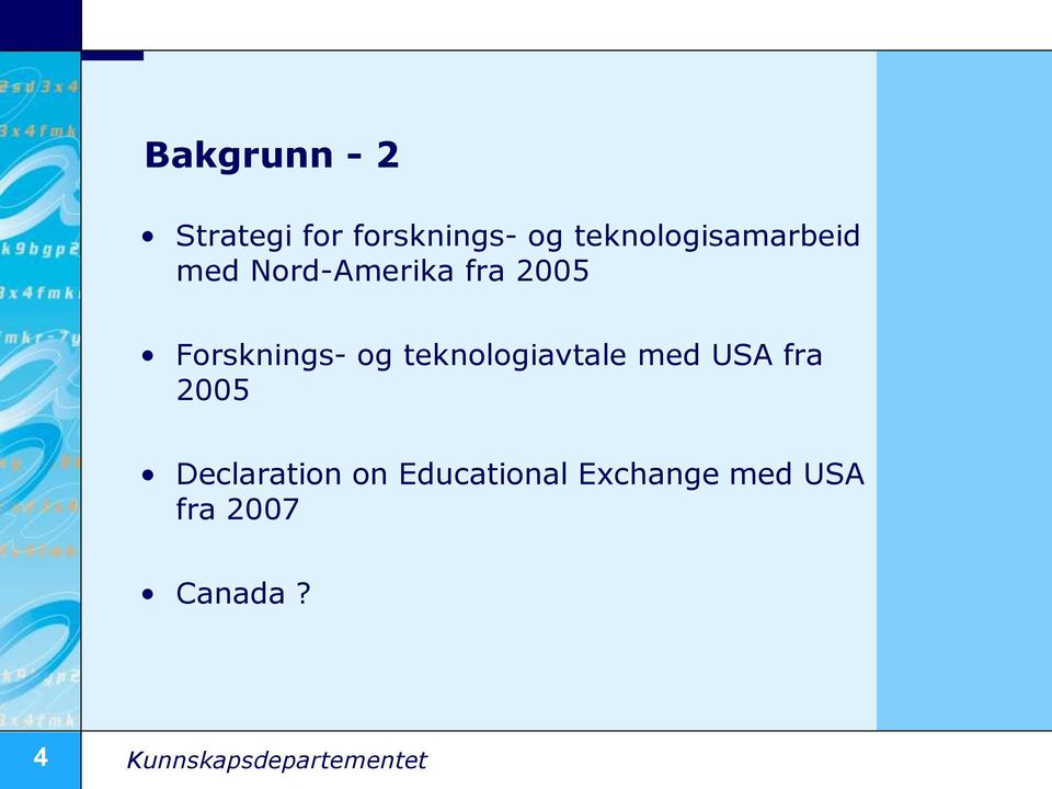 Forsknings- og teknologiavtale med USA fra 2005