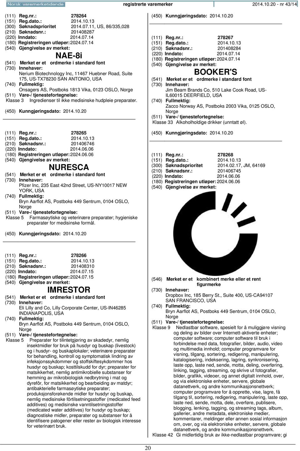 preparater. (111) Reg.nr.: 278265 (151) Reg.dato.: 2014.10.13 (210) Søknadsnr.: 2014067