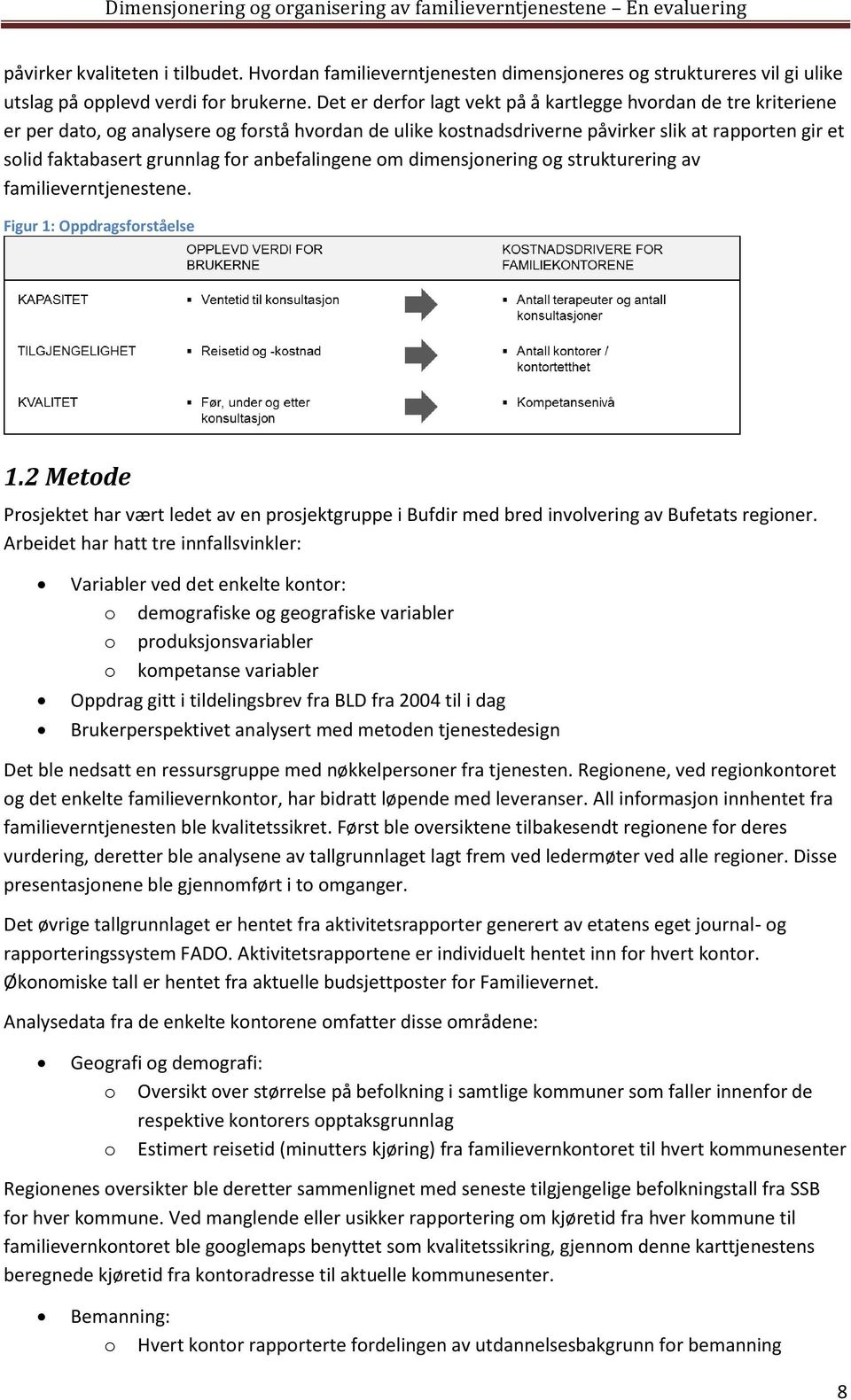 anbefalingene om dimensjonering og strukturering av familieverntjenestene. Figur 1: Oppdragsforståelse 1.