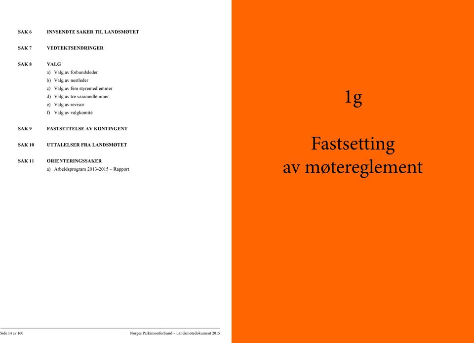 FASTSETTELSE AV KONTINGENT UTTALELSER FRA LANDSMØTET Fastsetting SAK 11 ORIENTERINGSSAKER a) Arbeidsprogram 2013-2015