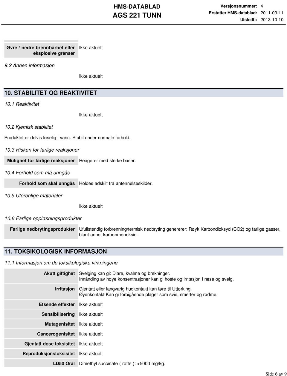 10.5 Uforenlige materialer 10.