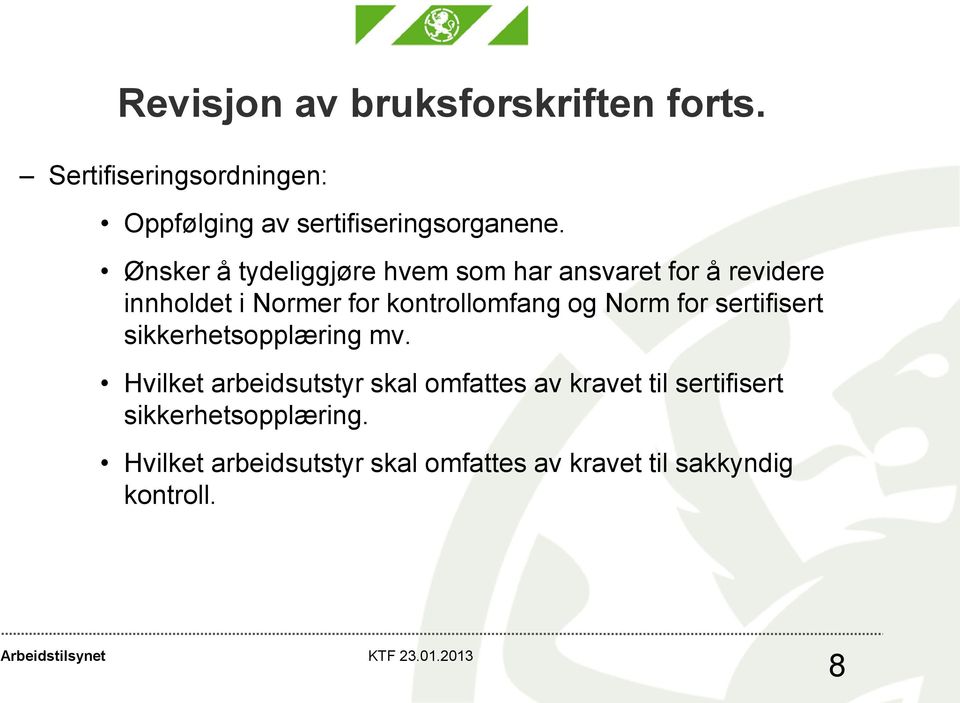 Norm for sertifisert sikkerhetsopplæring mv.