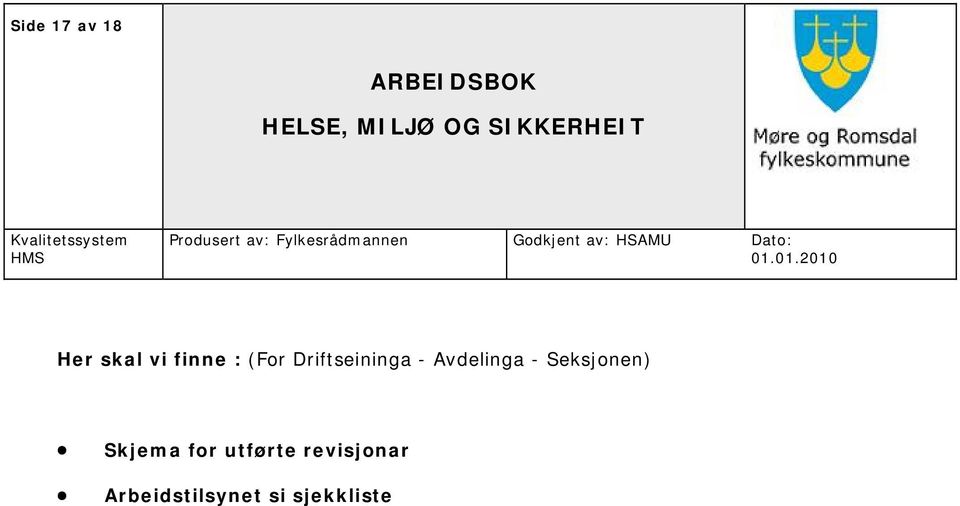 Seksjonen) Skjema for utførte