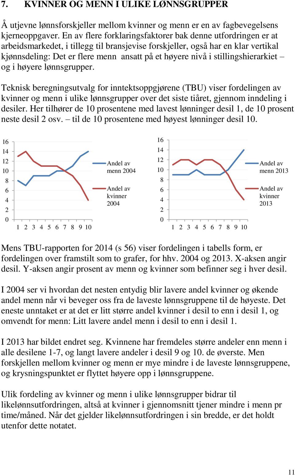 i stillingshierarkiet og i høyere lønnsgrupper.