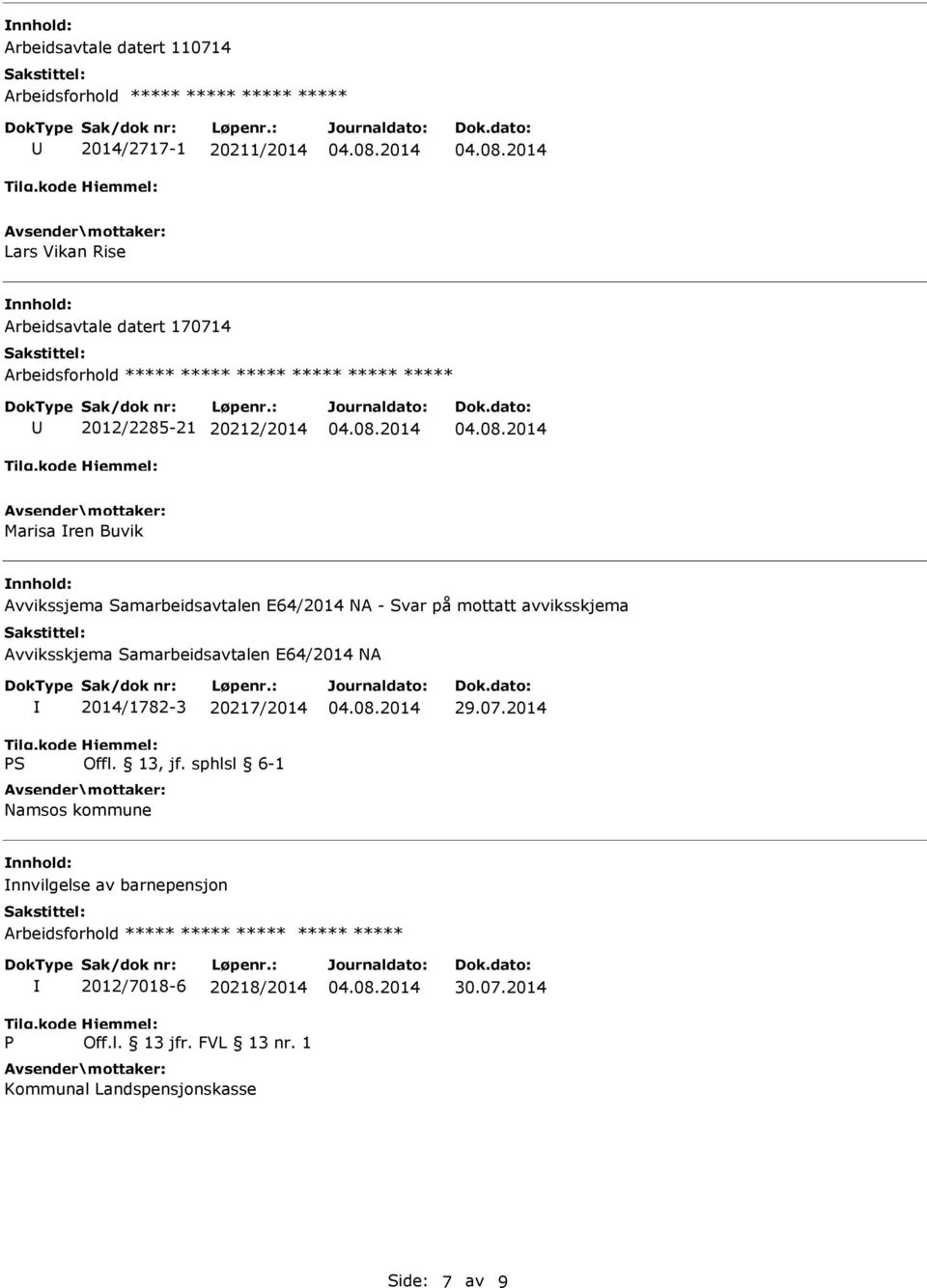 Svar på mottatt avviksskjema Avviksskjema Samarbeidsavtalen E64/2014 NA 2014/1782-3 20217/2014