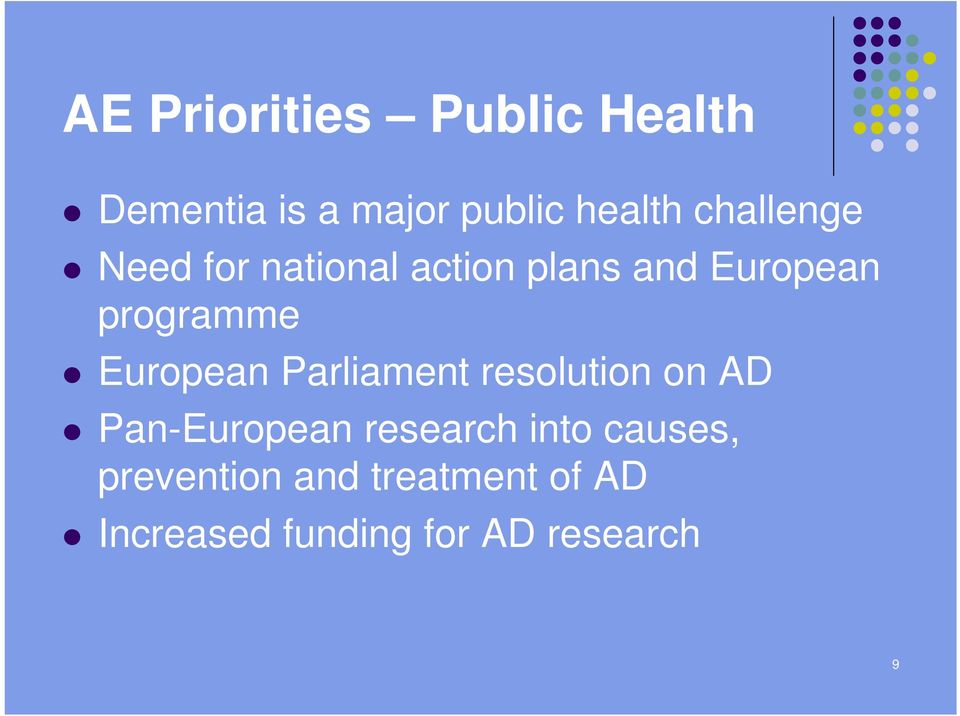 European Parliament resolution on AD Pan-European research into