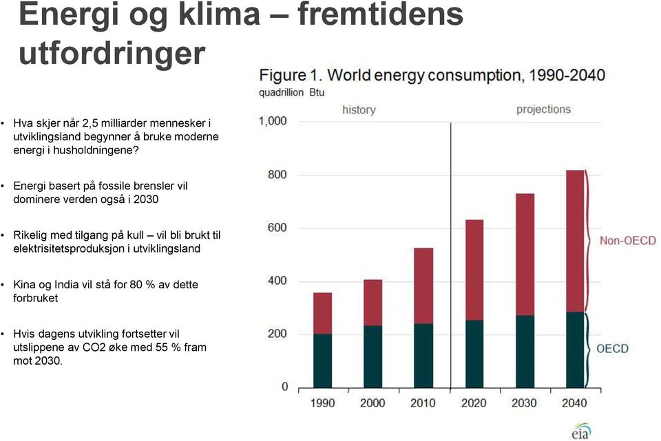 Energi basert på fossile brensler vil dominere verden også i 2030 Rikelig med tilgang på kull vil bli brukt