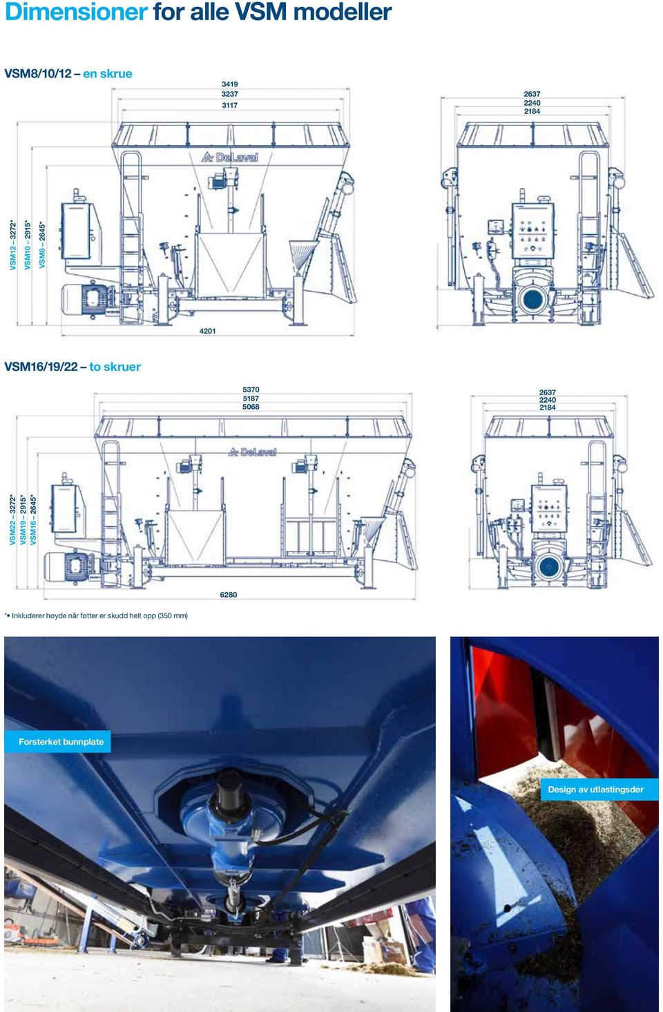 5068 2637 2240 2184 VSM22 3272* VSM19 2915* VSM16 2645* 6280 * Inkluderer høyde