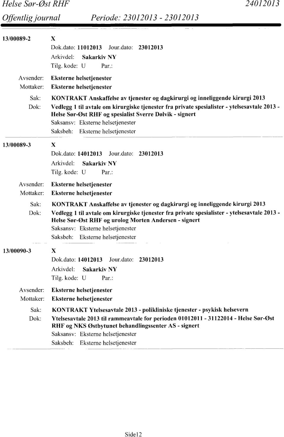 Helse Sør-Øst R1IF og spesialist Sverre Dølvik - signert 13/00089-3 X Dok.dato: 14012013 Jour.