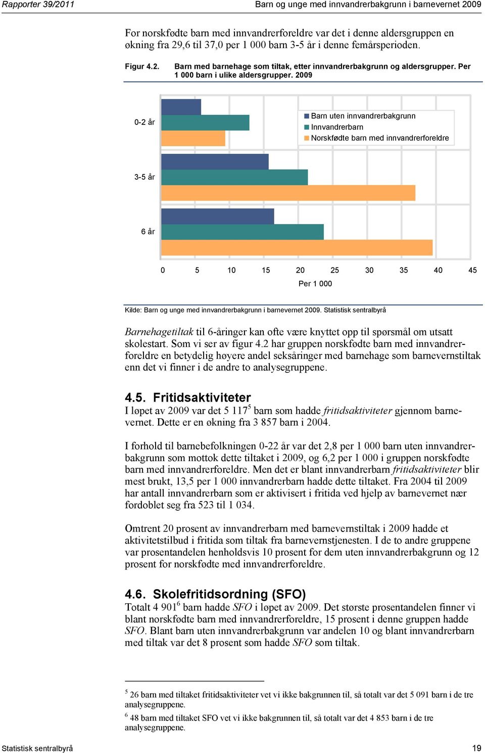 2009 0-2 år Barn uten innvandrerbakgrunn Innvandrerbarn Norskfødte barn med innvandrerforeldre 3-5 år 6 år 0 5 10 15 20 25 30 35 40 45 Per 1 000 Kilde: Barn og unge med innvandrerbakgrunn i