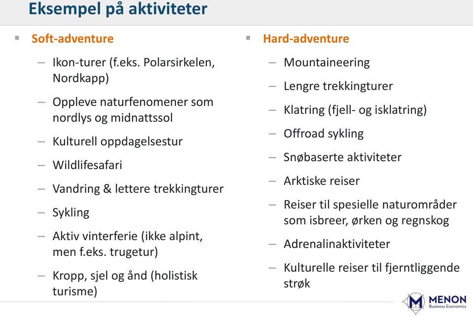 trekkingturer Sykling Aktiv vinterferie (ikke alpint, men f.eks.