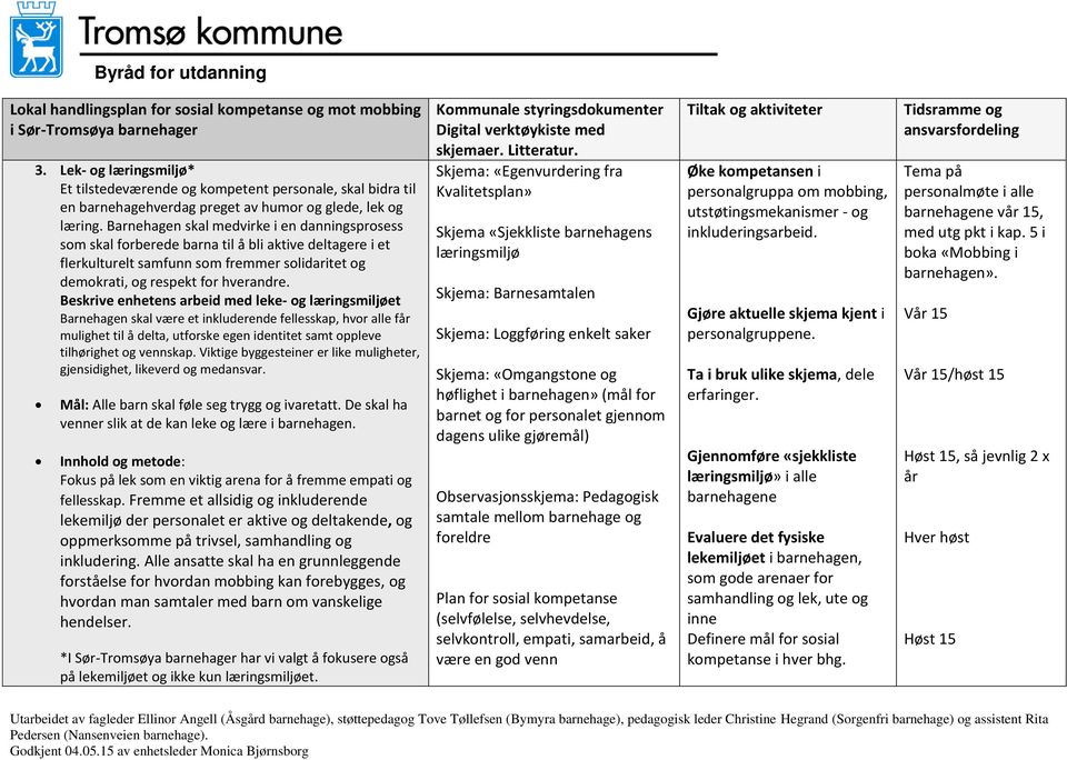 Beskrive enhetens arbeid med leke- og et Barnehagen skal være et inkluderende fellesskap, hvor alle får mulighet til å delta, utforske egen identitet samt oppleve tilhørighet og vennskap.