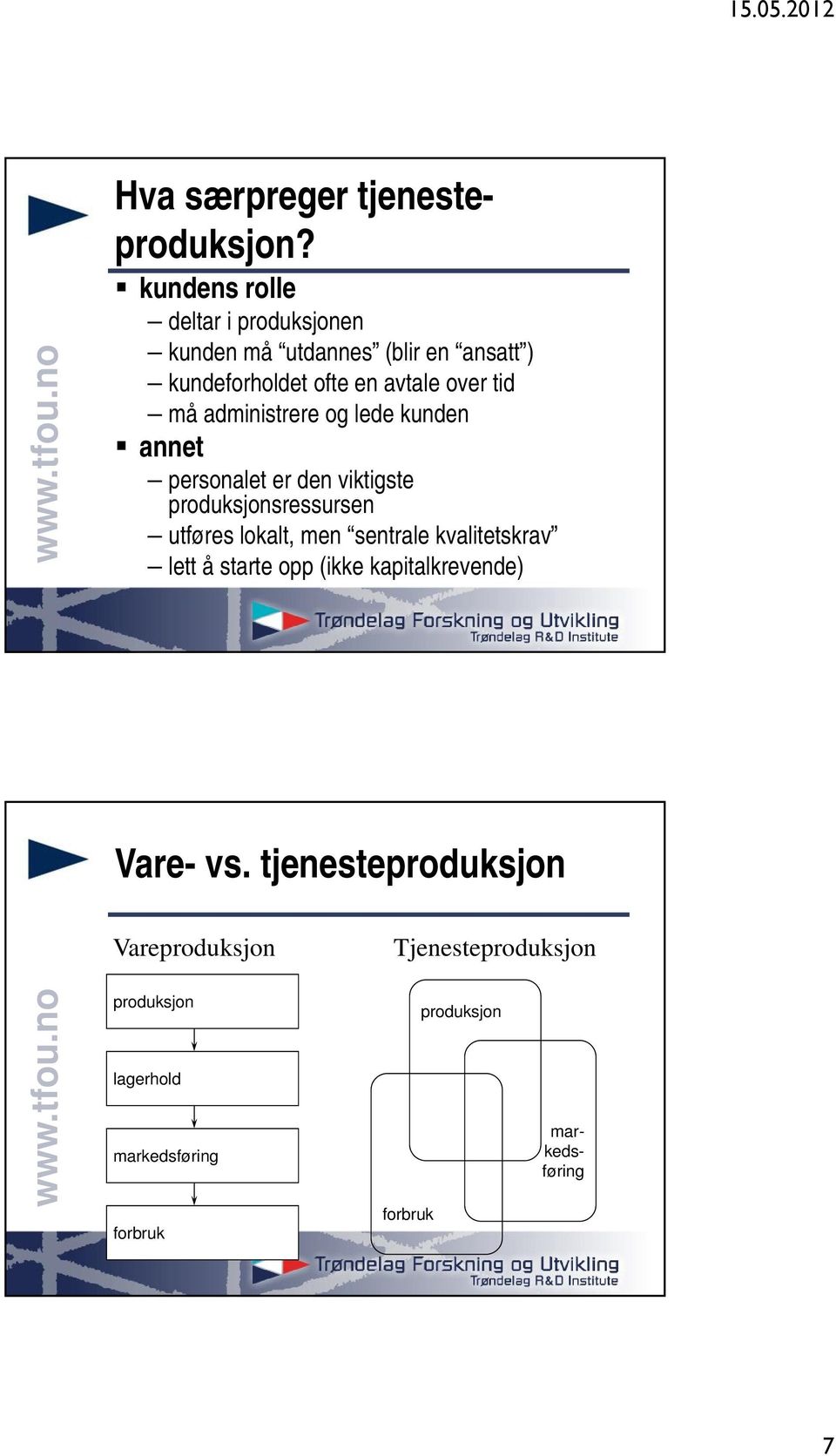 må administrere og lede kunden annet personalet er den viktigste produksjonsressursen utføres lokalt, men