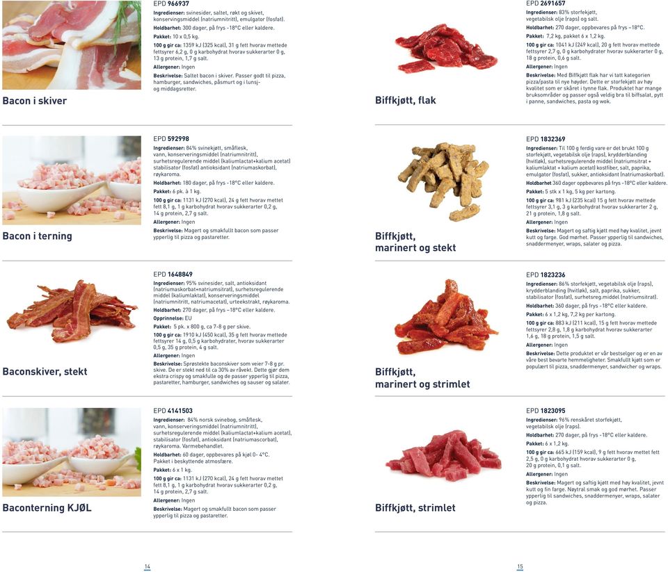 Passer godt til pizza, hamburger, sandwiches, påsmurt og i lunsjog middagsretter. EPD 2691657 Ingredienser: 83% storfekjøtt, vegetabilsk olje (raps) og salt.