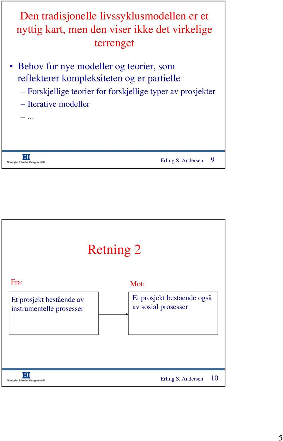 forskjellige typer av prosjekter Iterative modeller... Erling S.