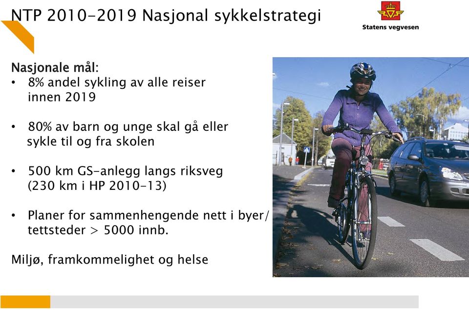 skolen 500 km GS-anlegg langs riksveg (230 km i HP 2010-13) Planer for