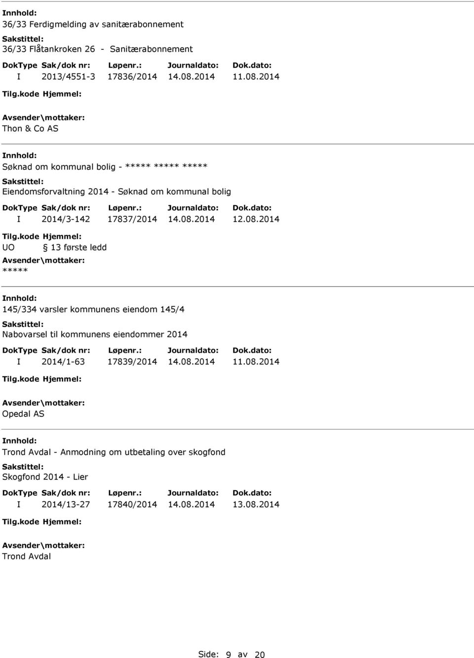 2014 O 13 første ledd 145/334 varsler kommunens eiendom 145/4 Nabovarsel til kommunens eiendommer 2014 2014/1-63