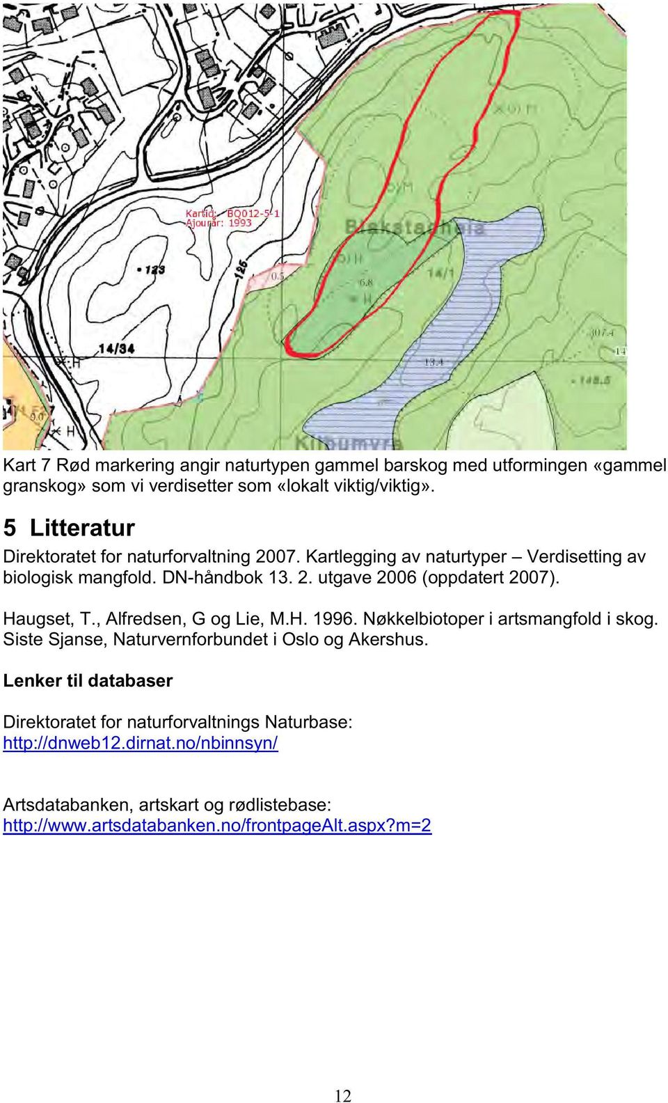 Haugset, T., Alfredsen, G og Lie, M.H. 1996. Nøkkelbiotoper i artsmangfold i skog. Siste Sjanse, Naturvernforbundet i Oslo og Akershus.