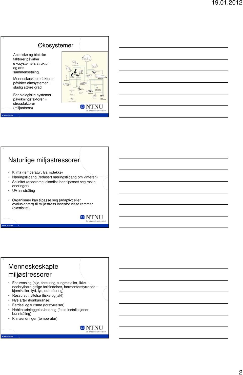 (anadrome laksefisk har tilpasset seg raske endringer) UV-innstråling Organismer kan tilpasse seg (adaptivt eller evolusjonært) til miljøstress innenfor visse rammer (plastisitet).