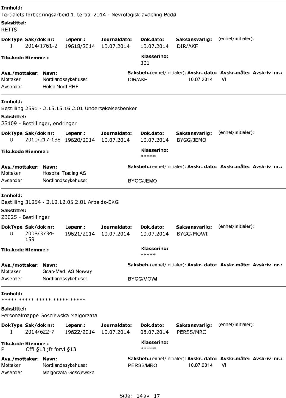 dato: Avskr.måte: Avskriv lnr.: Mottaker Hospital Trading AS Avsender Nordlandssykehuset BYGG/JEMO nnhold: Bestilling 31254-2.12.12.05.2.01 Arbeids-EKG 23025 - Bestillinger U Sak/dok nr: 2008/3734-159 Løpenr.