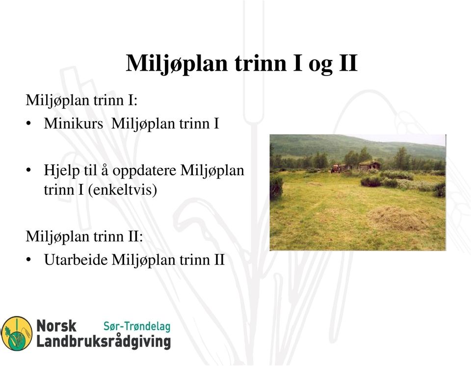 å oppdatere Miljøplan trinn I (enkeltvis)