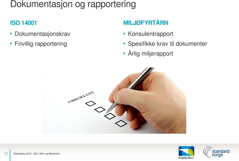 rapportering MILJØFYRTÅRN