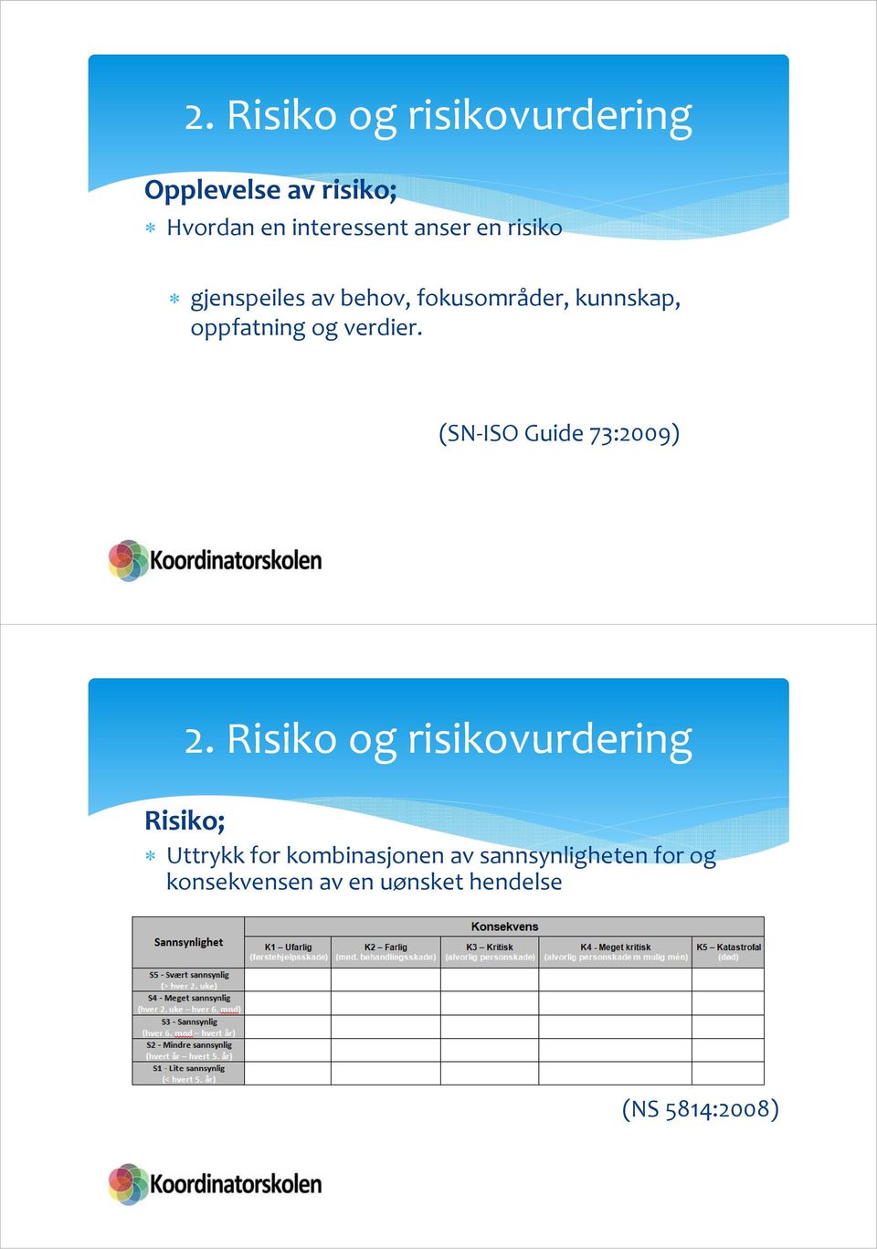 (SN ISO Guide 73:2009) 2.