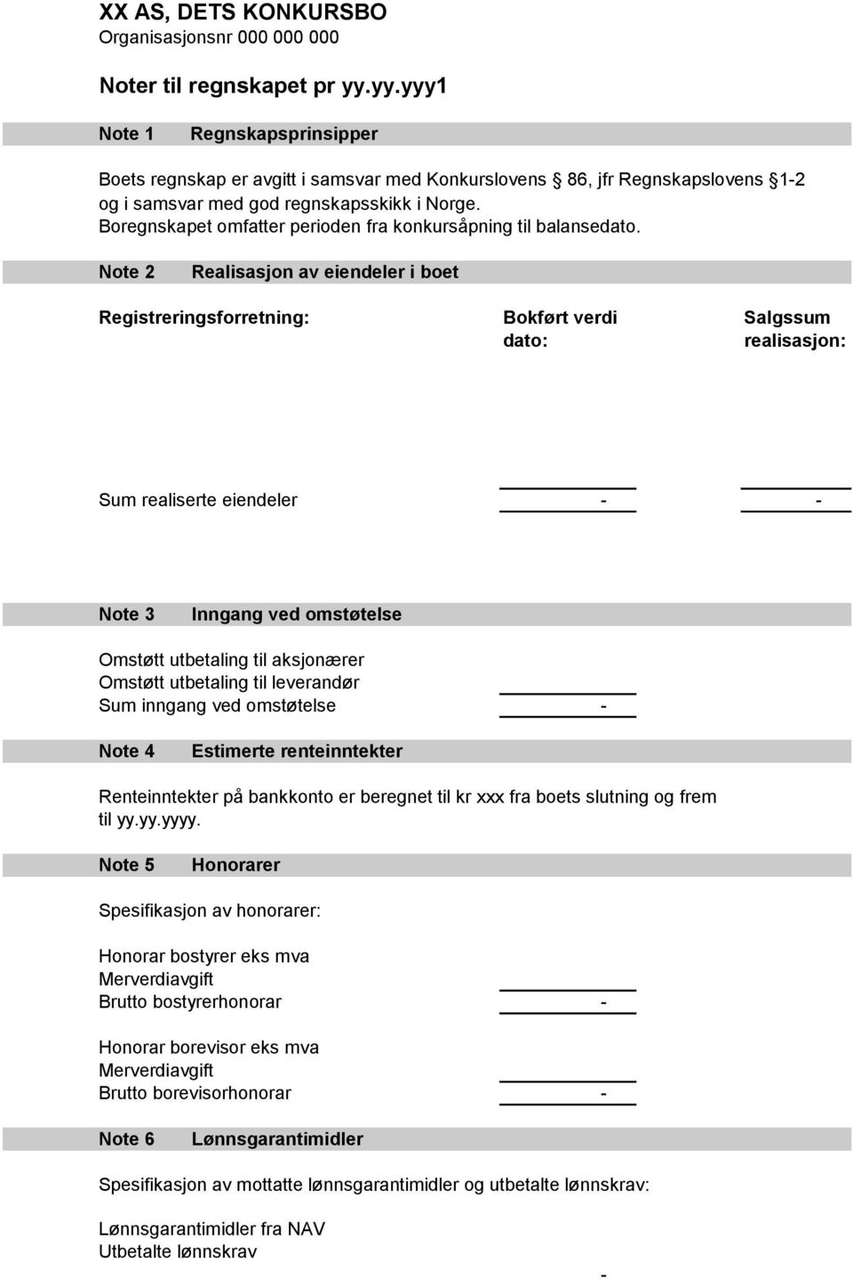 Boregnskapet omfatter perioden fra konkursåpning til balansedato.