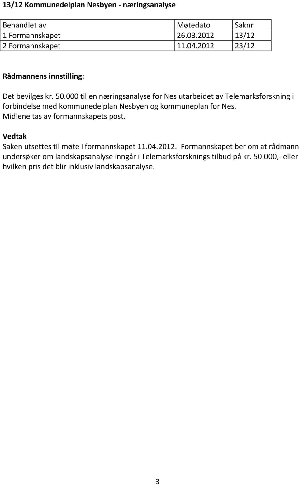 000 til en næringsanalyse for Nes utarbeidet av Telemarksforskning i forbindelse med kommunedelplan Nesbyen og kommuneplan for Nes.