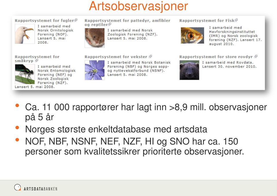 observasjoner på 5 år Norges største enkeltdatabase med