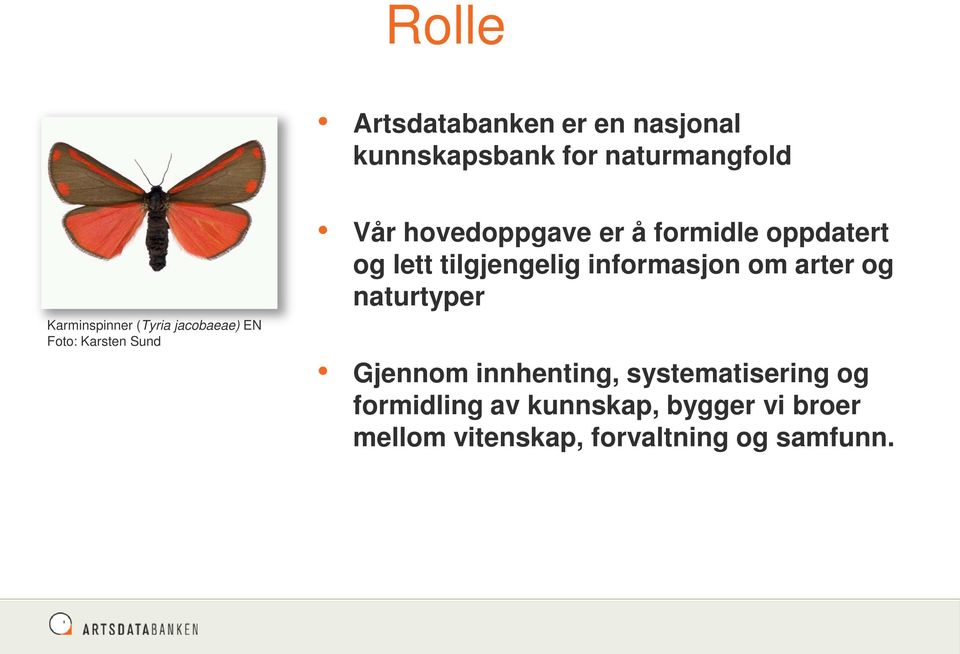 lett tilgjengelig informasjon om arter og naturtyper Gjennom innhenting,