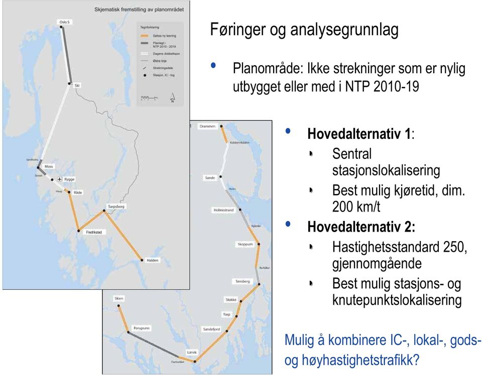 dim. 200 km/t Hovedalternativ 2: Hastighetsstandard 250, gjennomgående Best mulig